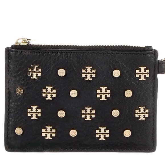 Tory Burch Logo Studded Leather Coin Holder - Picture 1 of 11